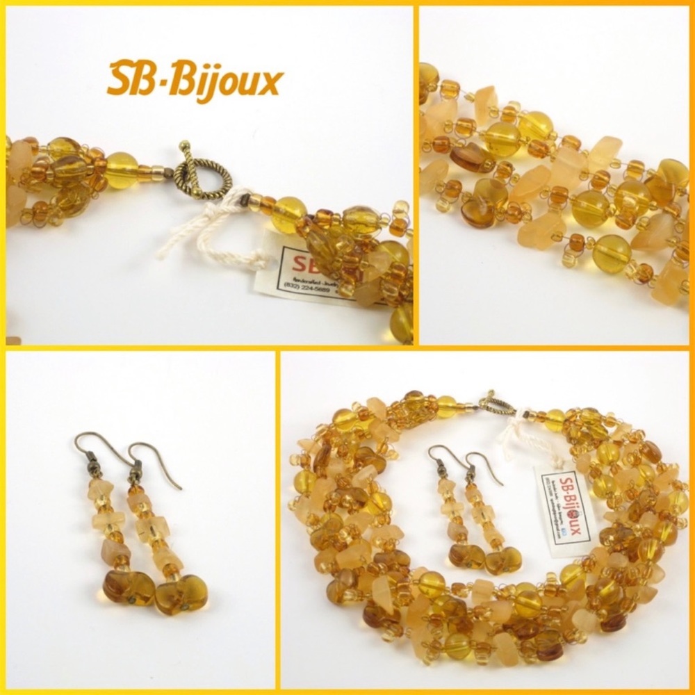 SB-BBijoux Handmade Beaded Amber Choker Set